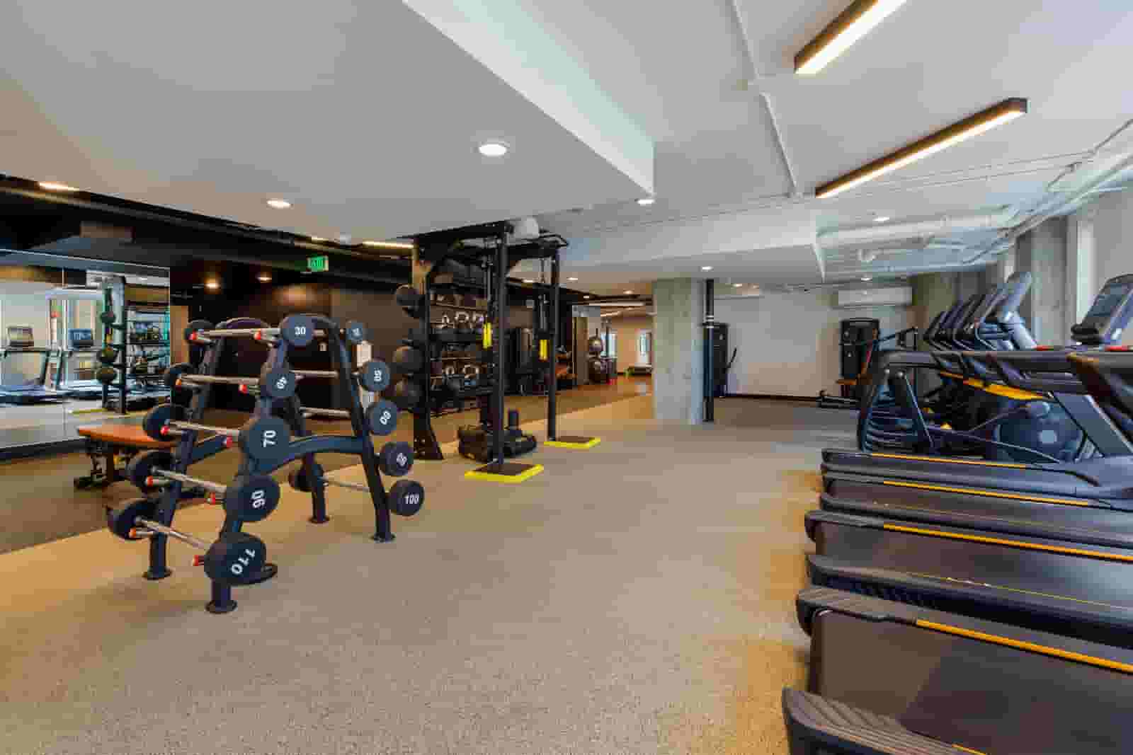 Hit your goals with strength training equipemnt and a Private Flex Fitness Room