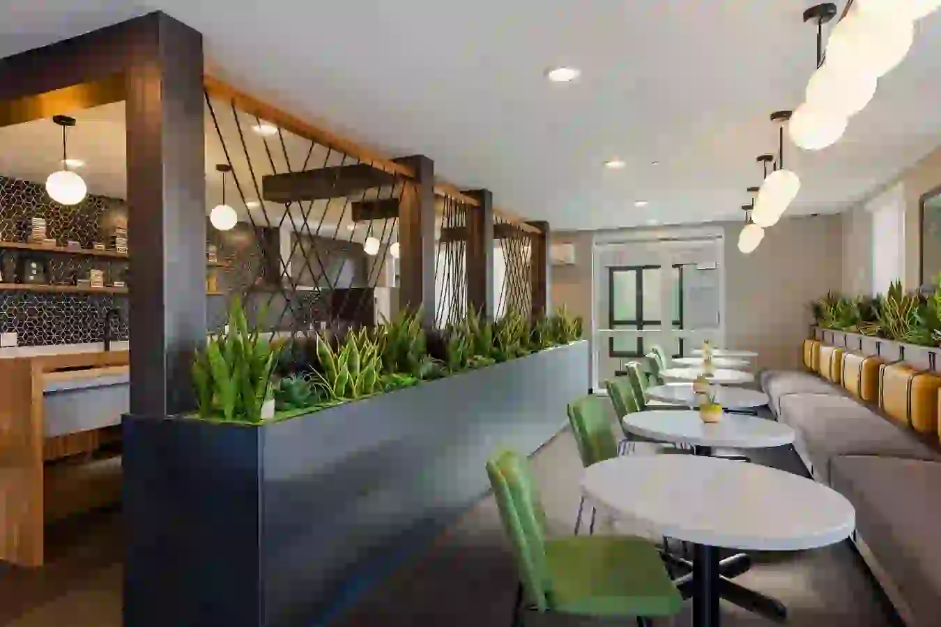 Host some friends or make new ones in the Sky Lounge with Demo Kitchen