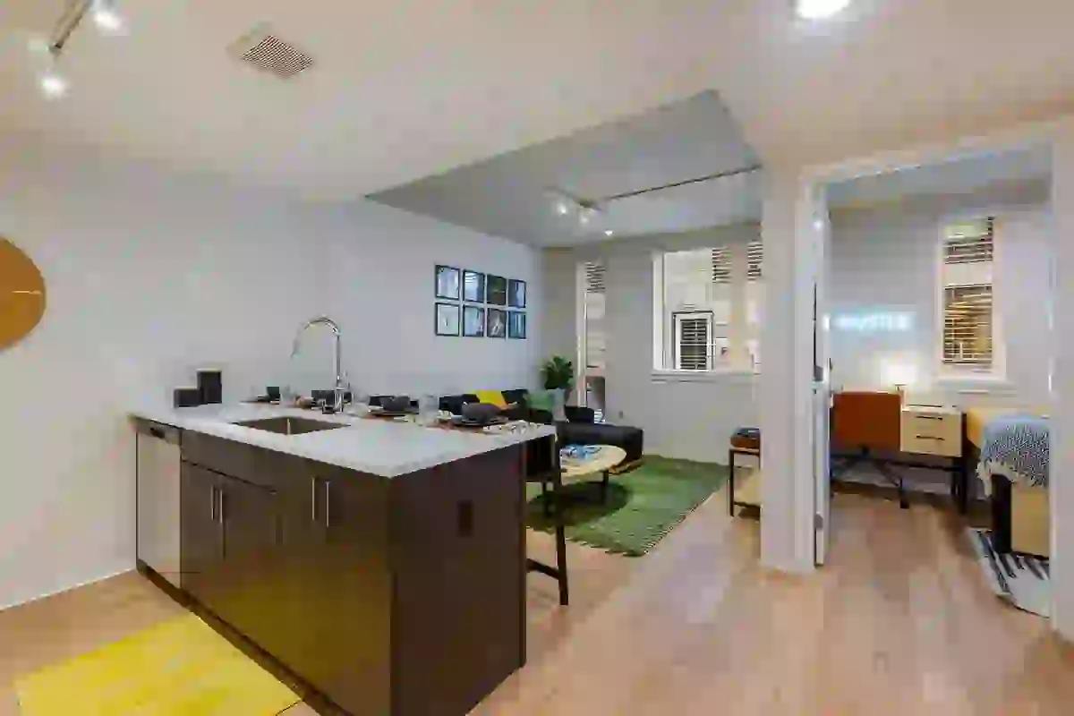 Functional student living with modern furnishings