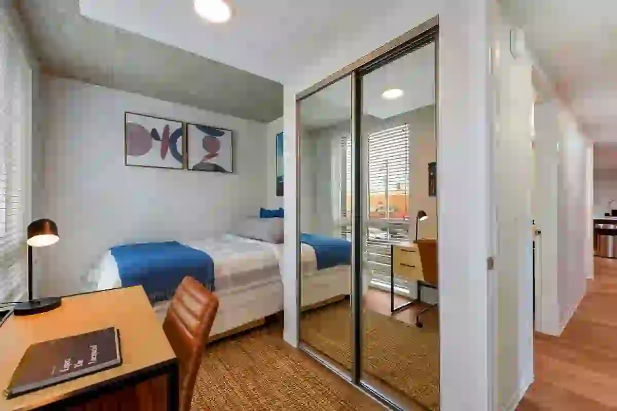 Fully furnished student bedroom at HERE Seattle