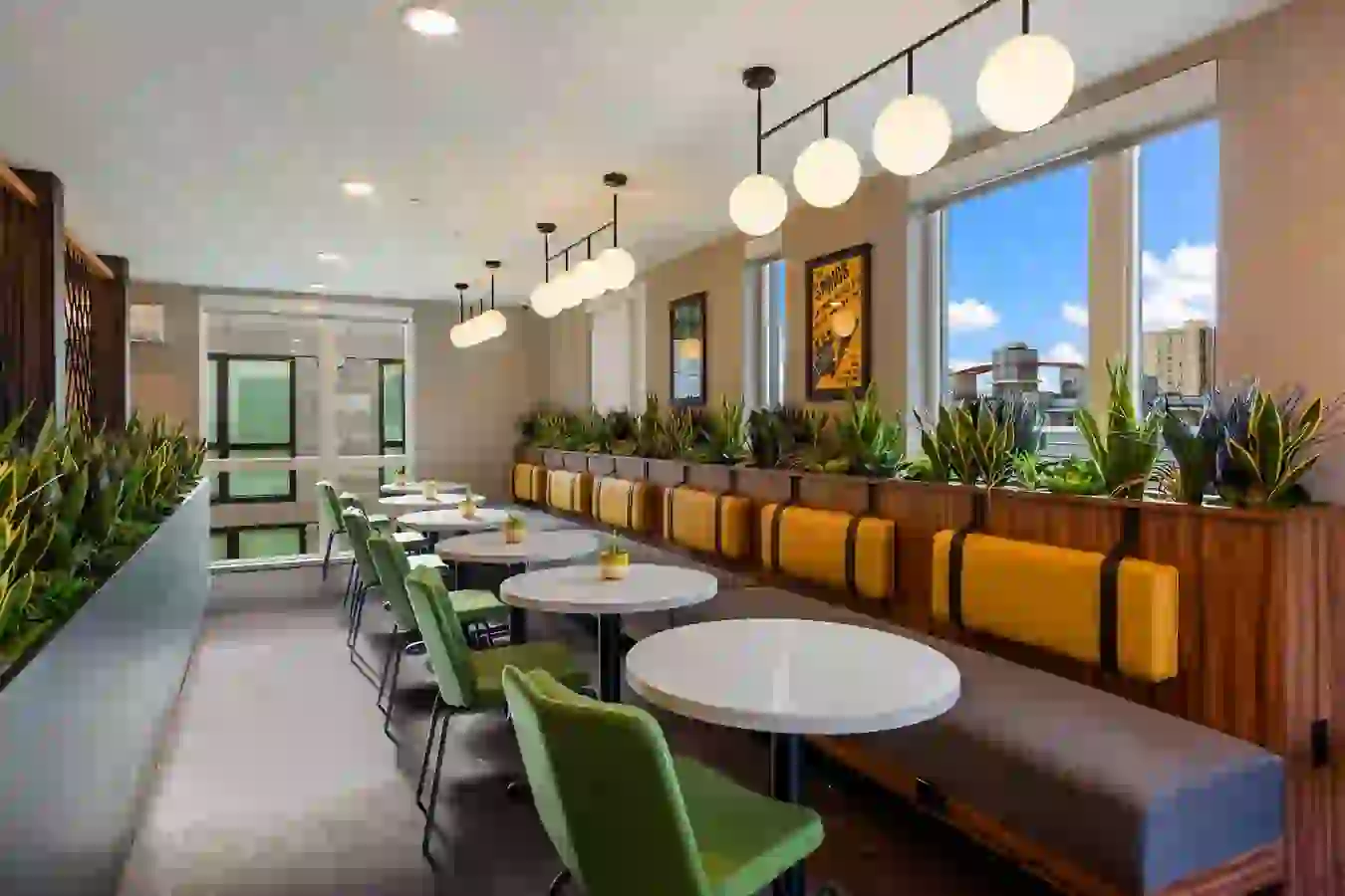 Whip up a snack, relax with friends, and make new ones in the Sky Lounge